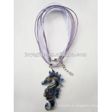 Cadeau de promotion Pendentif en verre Lampwork Pendentif en verre Lampwork Pendentif en verre carré en verre avec cordon de cire